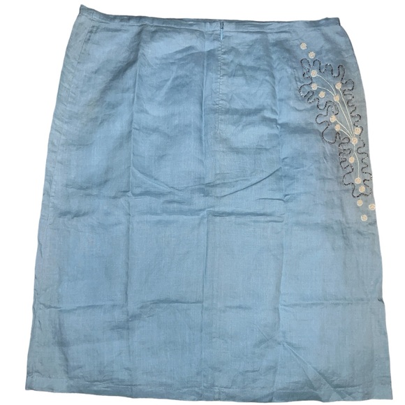 French Connection Cotton Blue Embroidered Skirt Size 10 - Picture 3 of 5